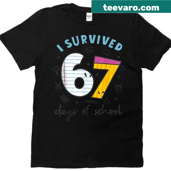 Funny teacher student t-shirt with meme about surviving school.