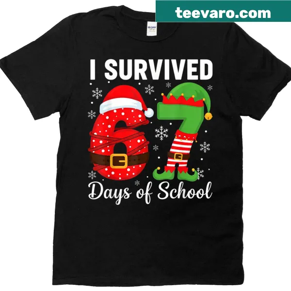 Christmas-themed t-shirt with funny elf survival text