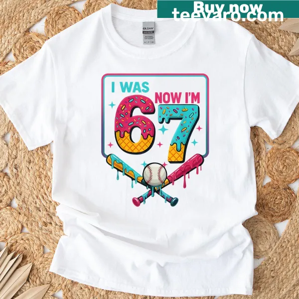 Birthday t-shirt featuring ice cream drip and baseball design