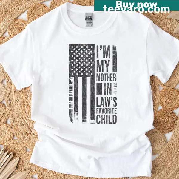 Funny T-shirt with American flag and text about favorite child