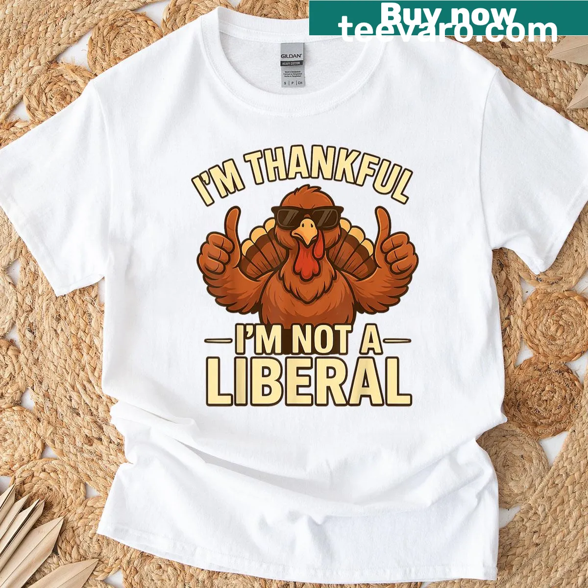 Thanksgiving T-shirt with a humorous phrase about gratitude — on a men's t-shirt