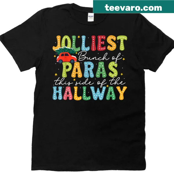 Whimsical Christmas t-shirt with Jolliest Bunch of Paras graphic