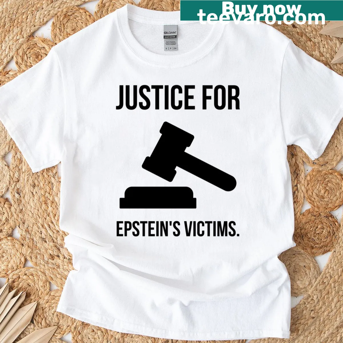 T-shirt with the phrase 'Justice For Epstein's Victims' — on a men's t-shirt