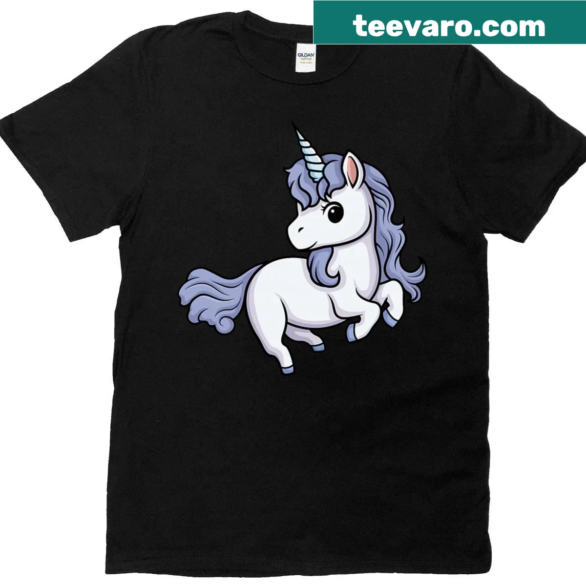 Cute cartoon unicorn t-shirt with a whimsical design — on a men's t-shirt