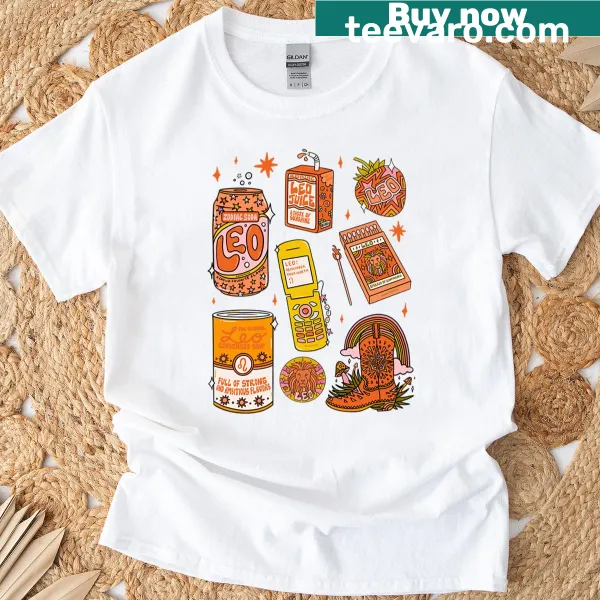 Illustration of Leo tattoo designs on a T-shirt
