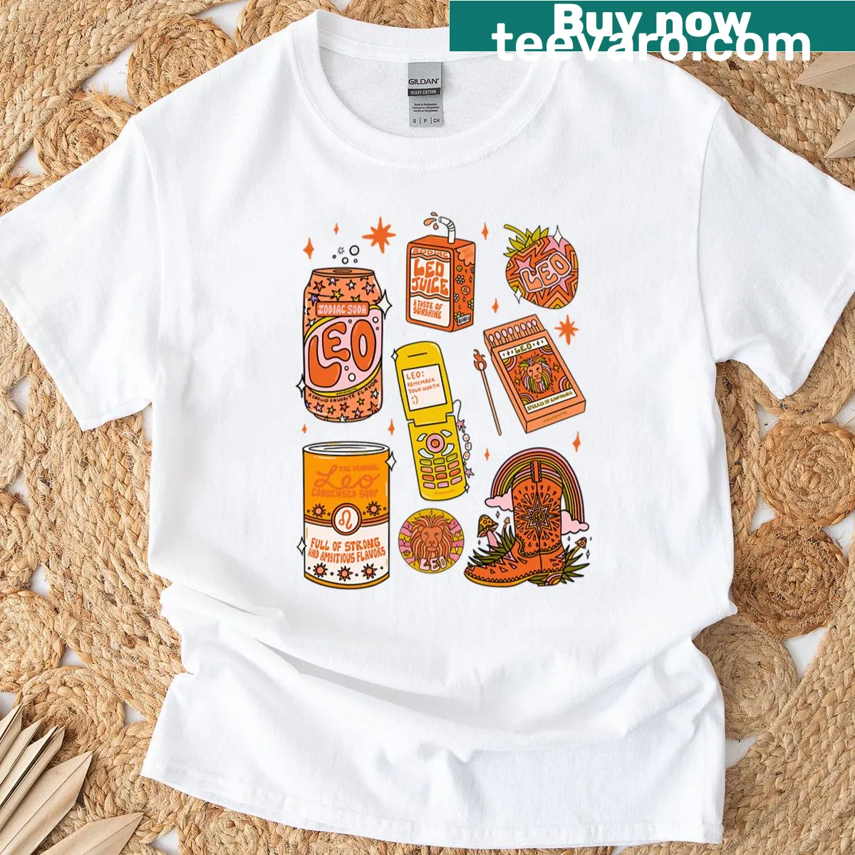 Illustration of Leo tattoo designs on a T-shirt — on a men's t-shirt