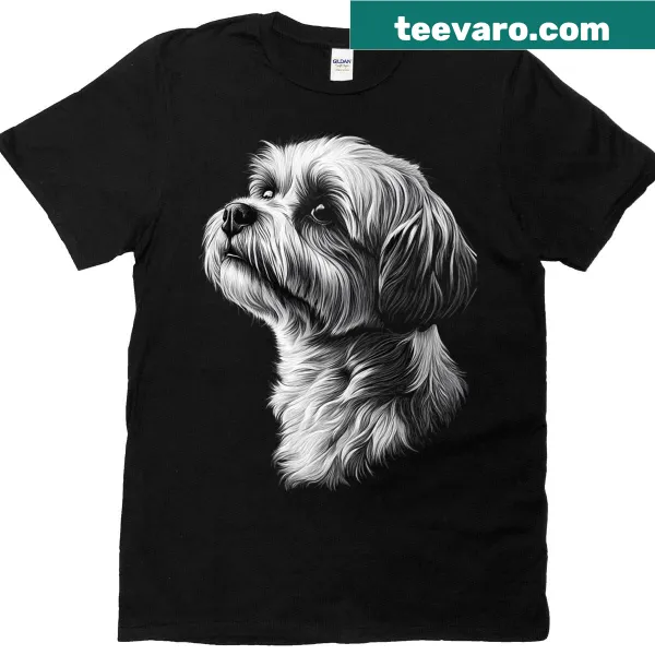 Adorable Lhasa Apso dog motif on a pet lover's T-shirt