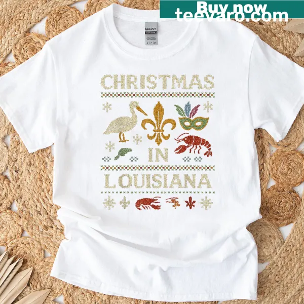 Playful Mardi Gras T-shirt with a cartoon crawfish wearing a mask