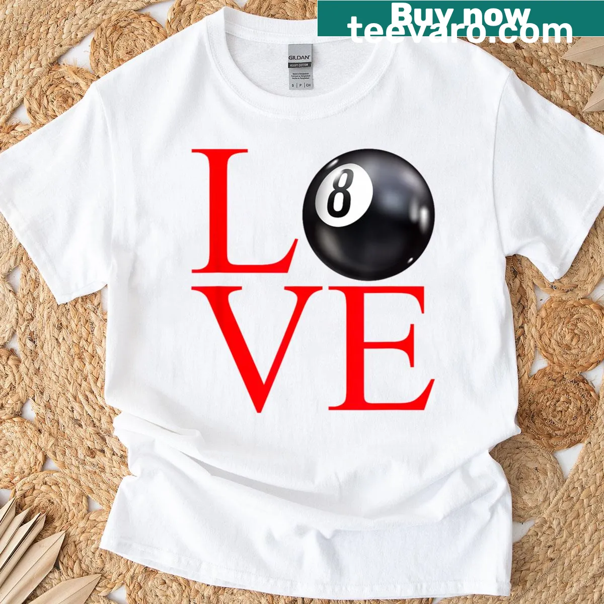 Typography T-shirt celebrating love for the game of pool — on a men's t-shirt
