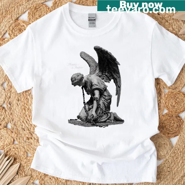 Eerie mantis shadow graphic T-shirt titled 'Lucifer'