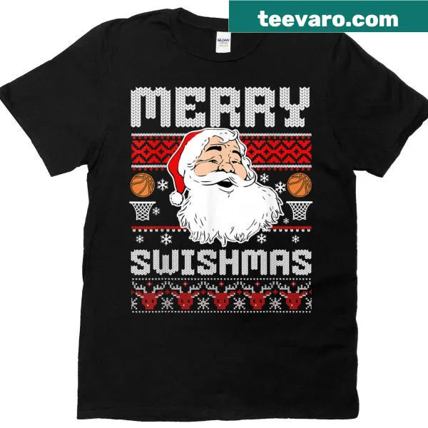 Cartoon Christmas T-shirt with basketball design for kids