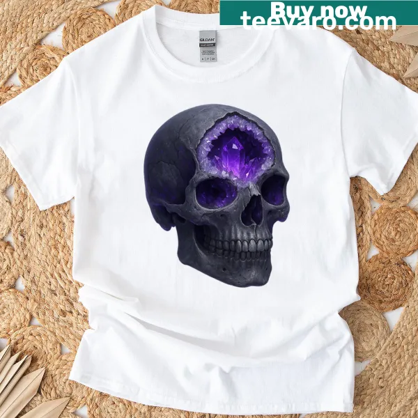 T-shirt featuring a meteorite iron skull graphic