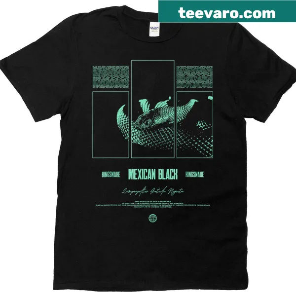 Illustrated Mexican Black Kingsnake t-shirt for snake enthusiasts