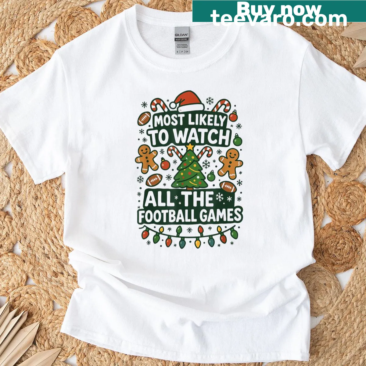 Funny Christmas football games family T-shirt — on a men's t-shirt