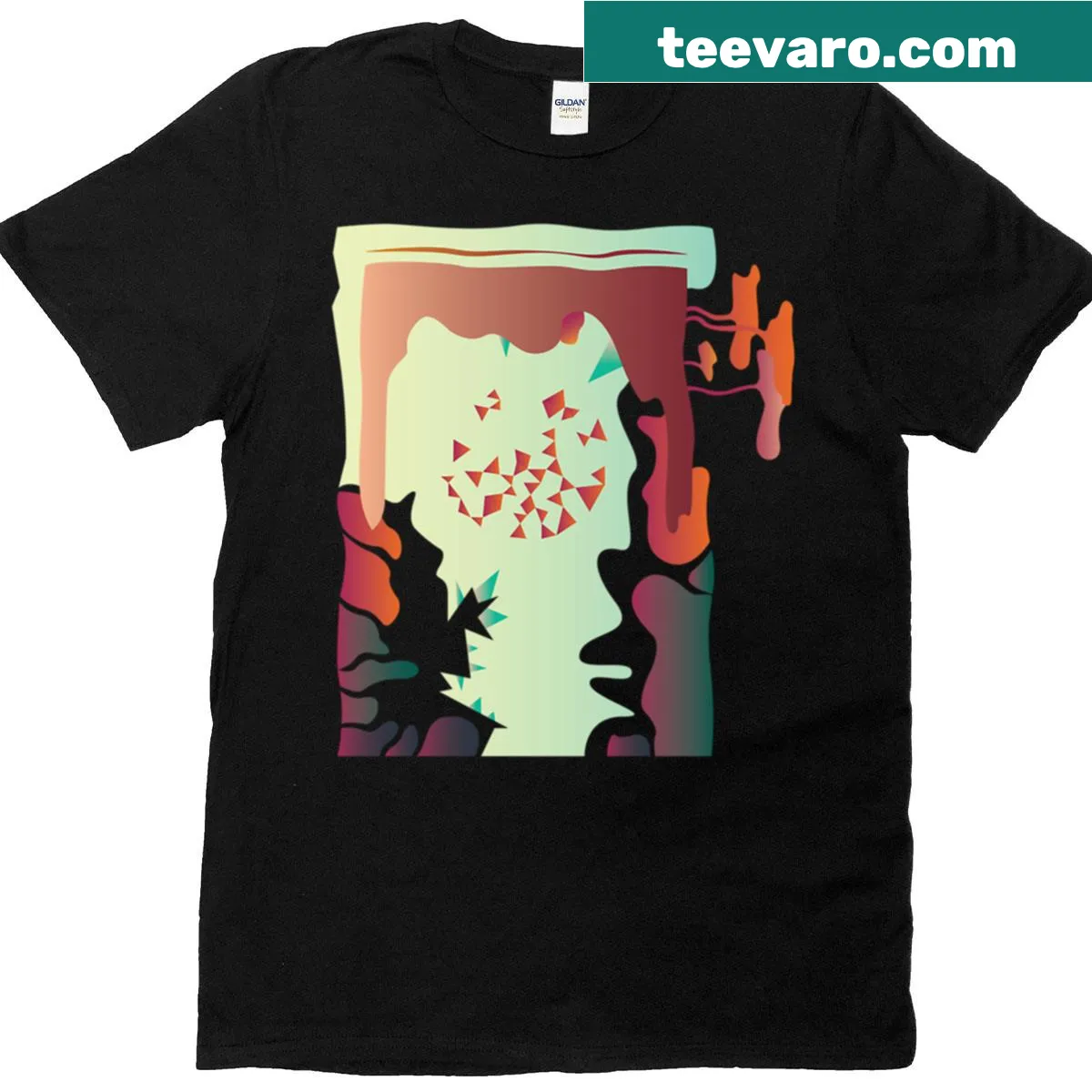 Abstract design t-shirt symbolizing a parallel world. — on a men's t-shirt