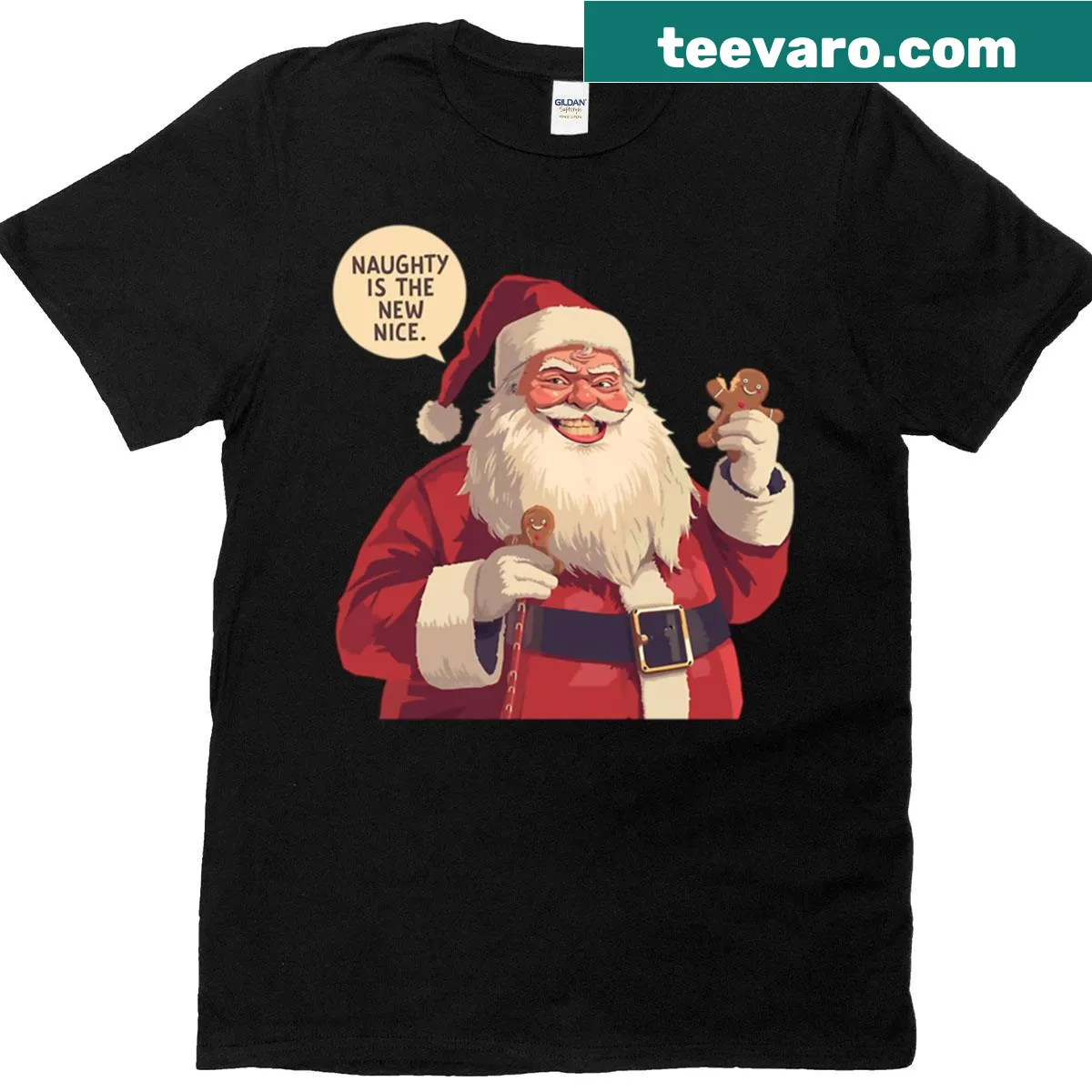 Funny T-shirt with the phrase 'Naughty Is The New Nice' in typography — on a men's t-shirt