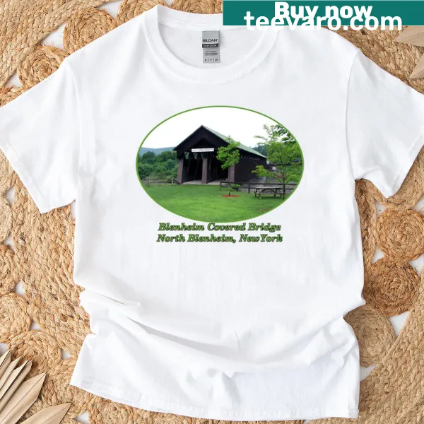 Vintage design t-shirt featuring the Old Blenheim Covered Bridge