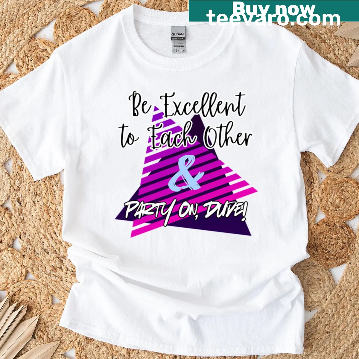 Casual t-shirt with the saying 'Party On Dude' for relaxed gatherings — on a men's t-shirt