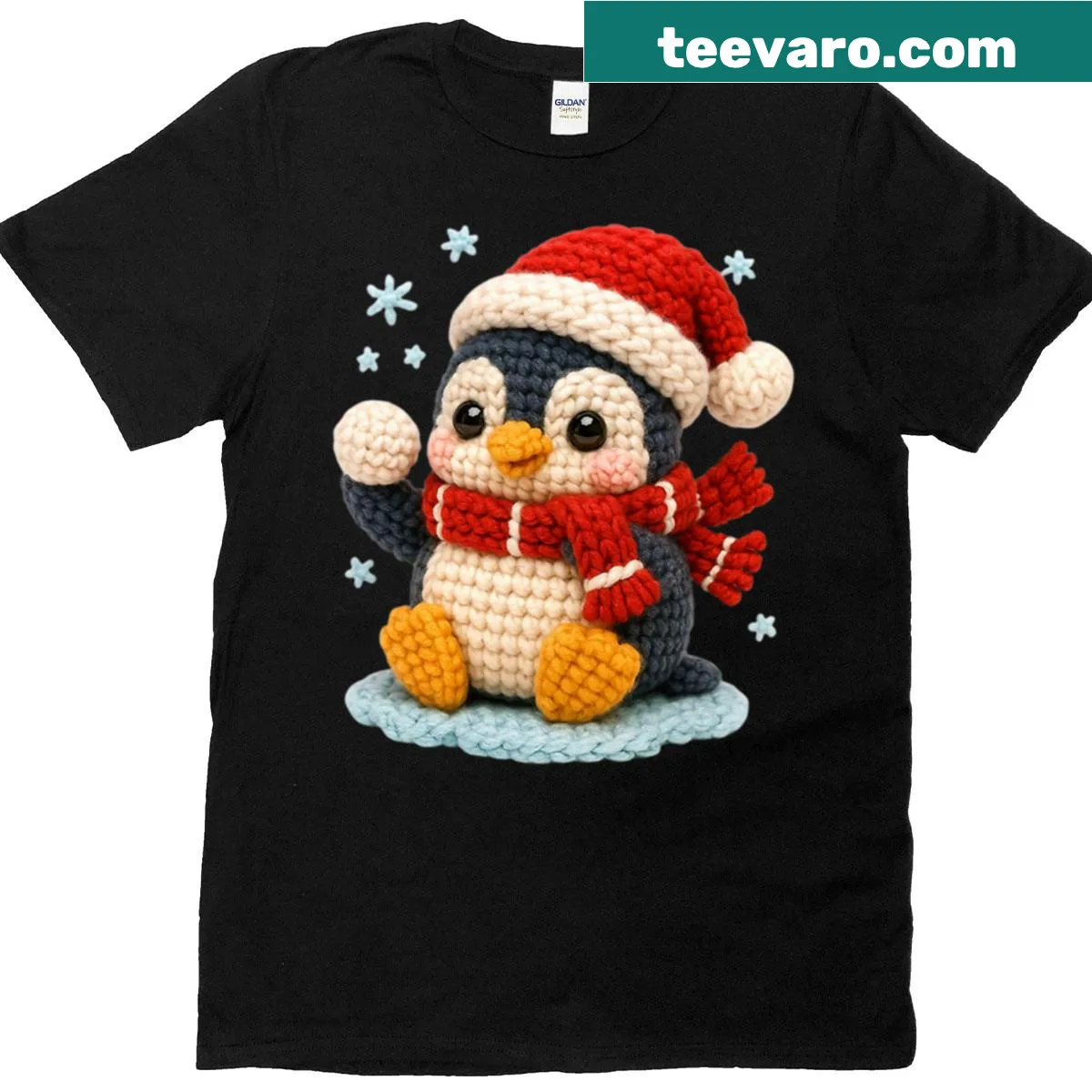 Cute penguin graphic t-shirt for Christmas — on a men's t-shirt