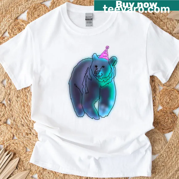 Polar bear wearing a party hat on a fun t-shirt design