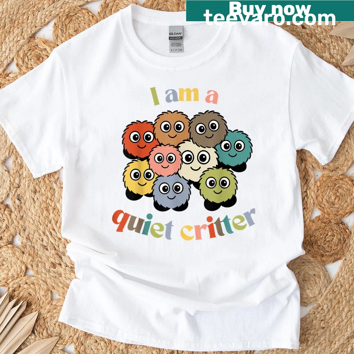 T-shirt with 'Quiet Critter Club' text, promoting calmness and support — on a men's t-shirt