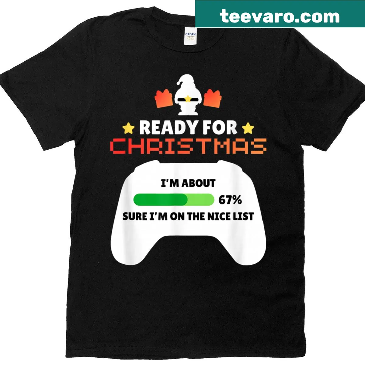 Funny gamer Christmas t-shirt with meme graphics — on a men's t-shirt