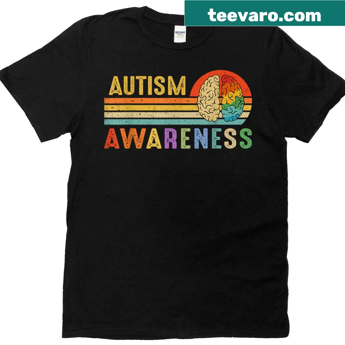 Neurodiversity brain graphic T-shirt promoting autism awareness — on a men's t-shirt