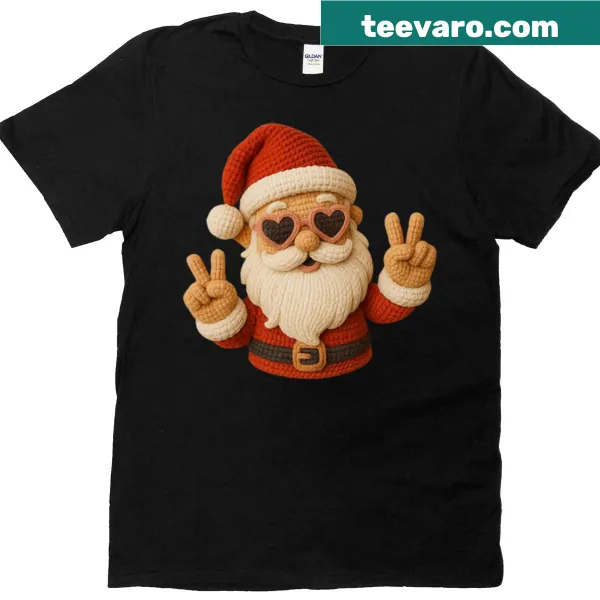 Santa wearing heart glasses in a festive illustration