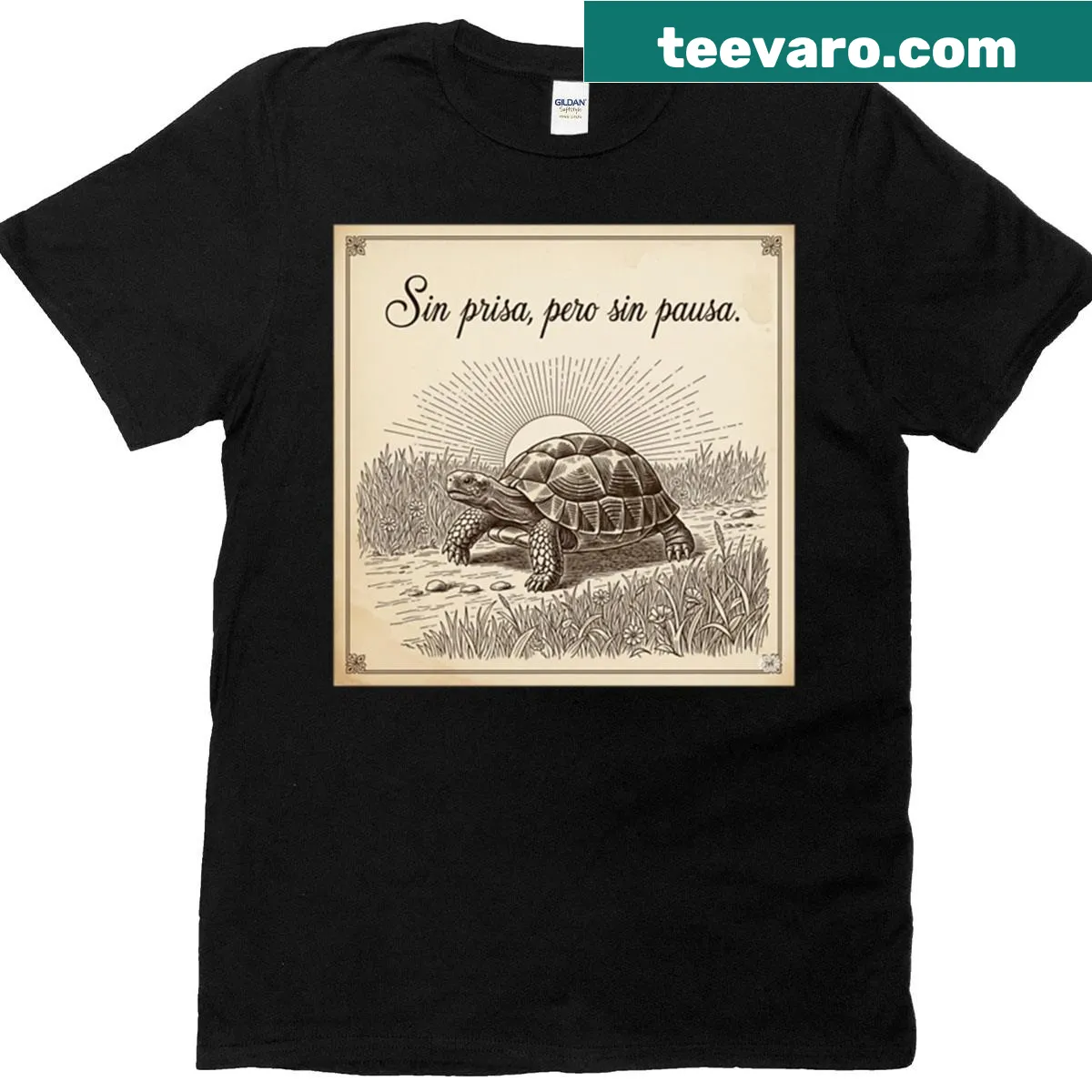 Vintage turtle t-shirt with a charming turtle graphic and inspiring text — on a men's t-shirt