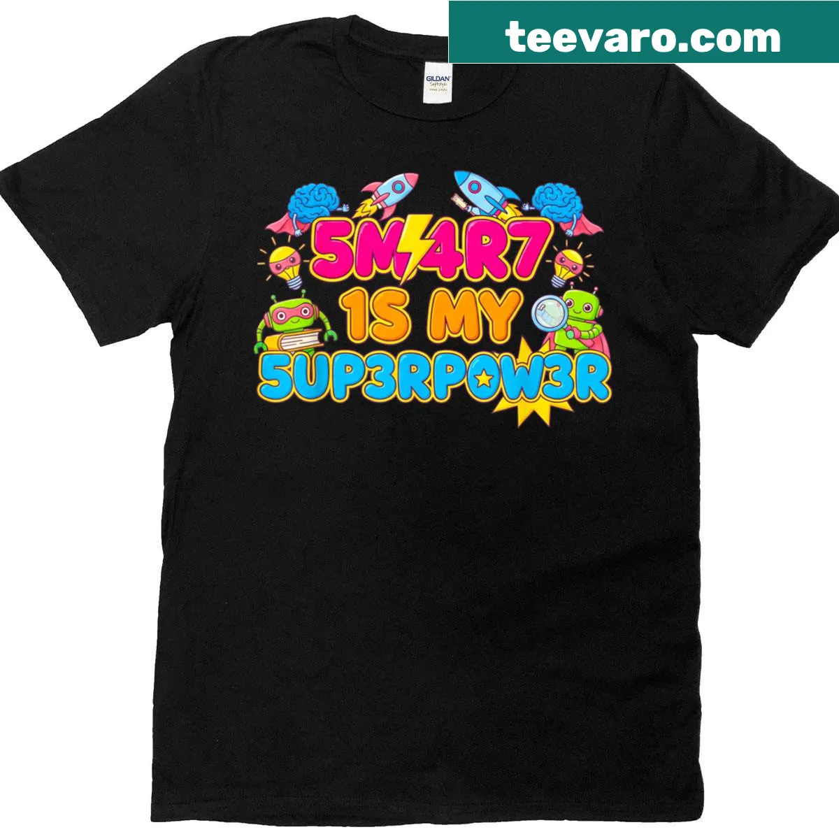 Funny gamer T-shirt with 'Smart Is My Superpower' text. — on a men's t-shirt