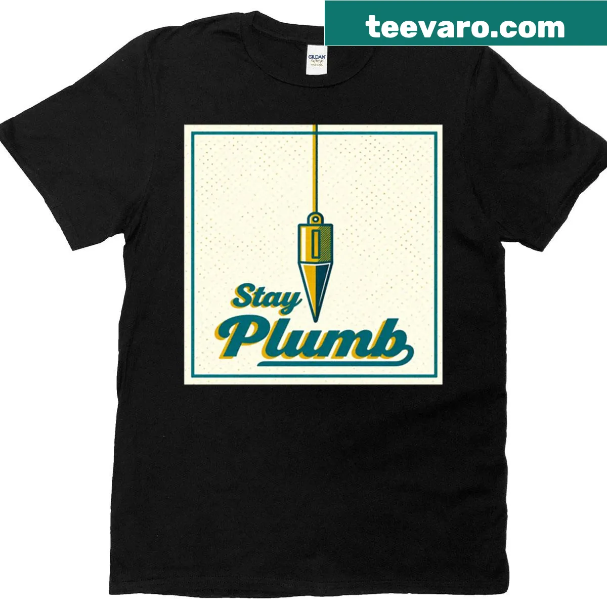 Retro plumb bob design for woodworking enthusiasts — on a men's t-shirt