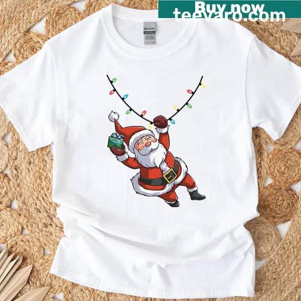 Cartoon Santa Claus swinging for Christmas festivities