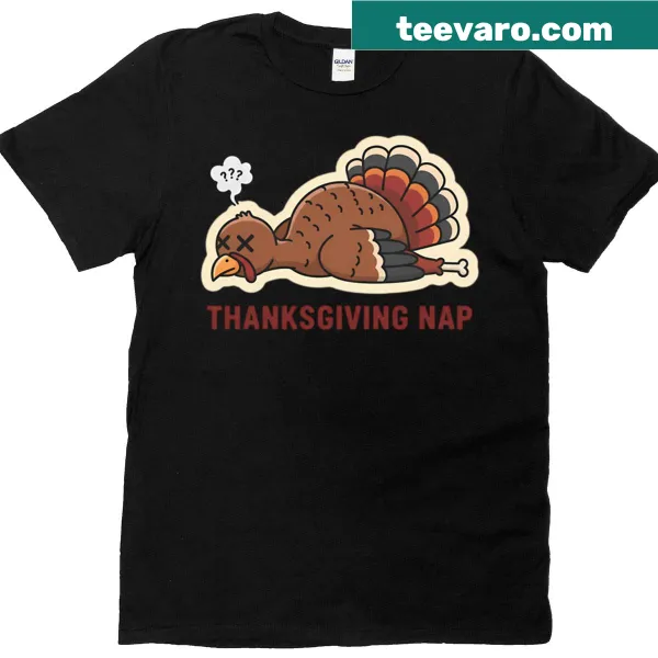Funny turkey illustration on a Thanksgiving-themed t-shirt
