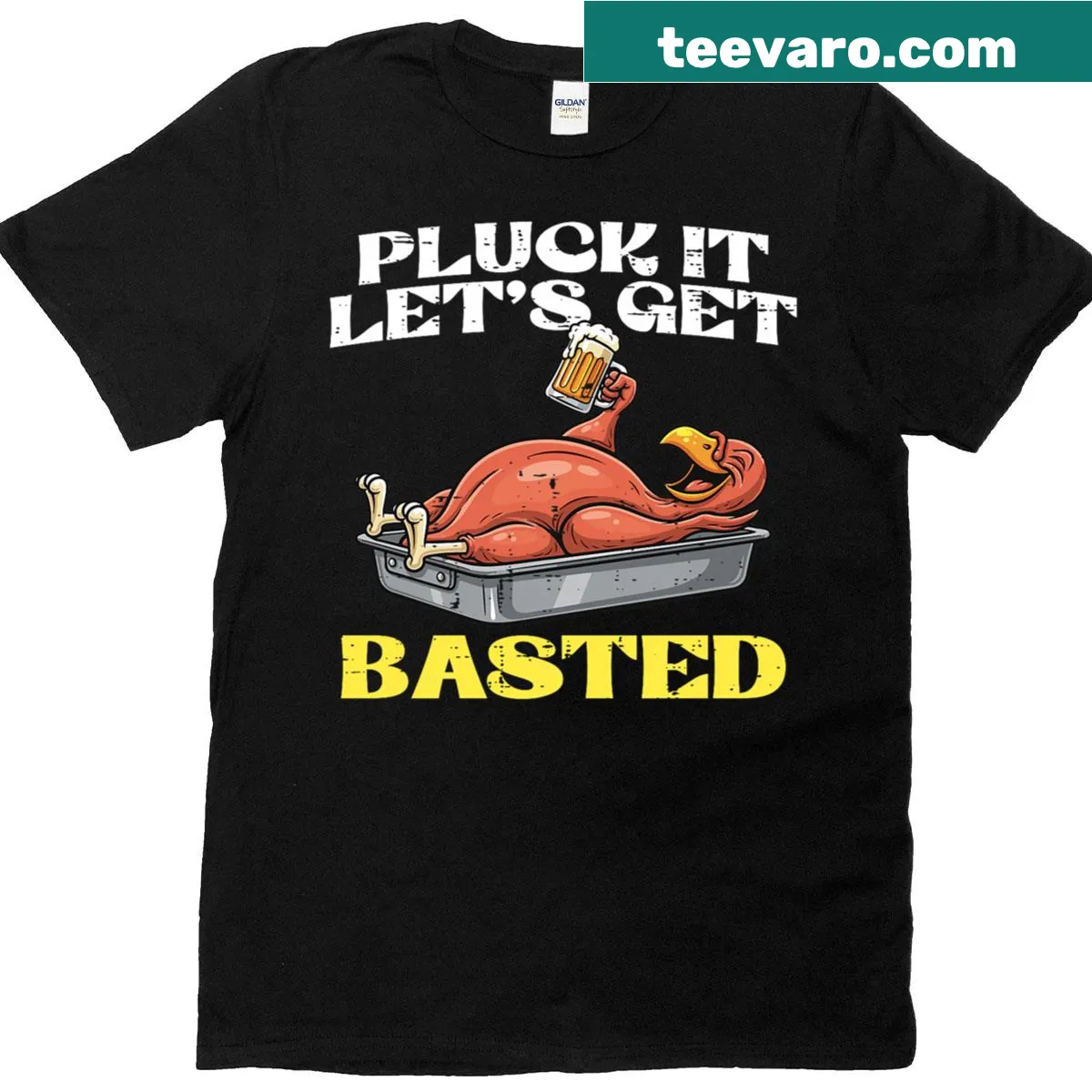 Funny Thanksgiving T-shirt with turkey and humorous phrase — on a men's t-shirt