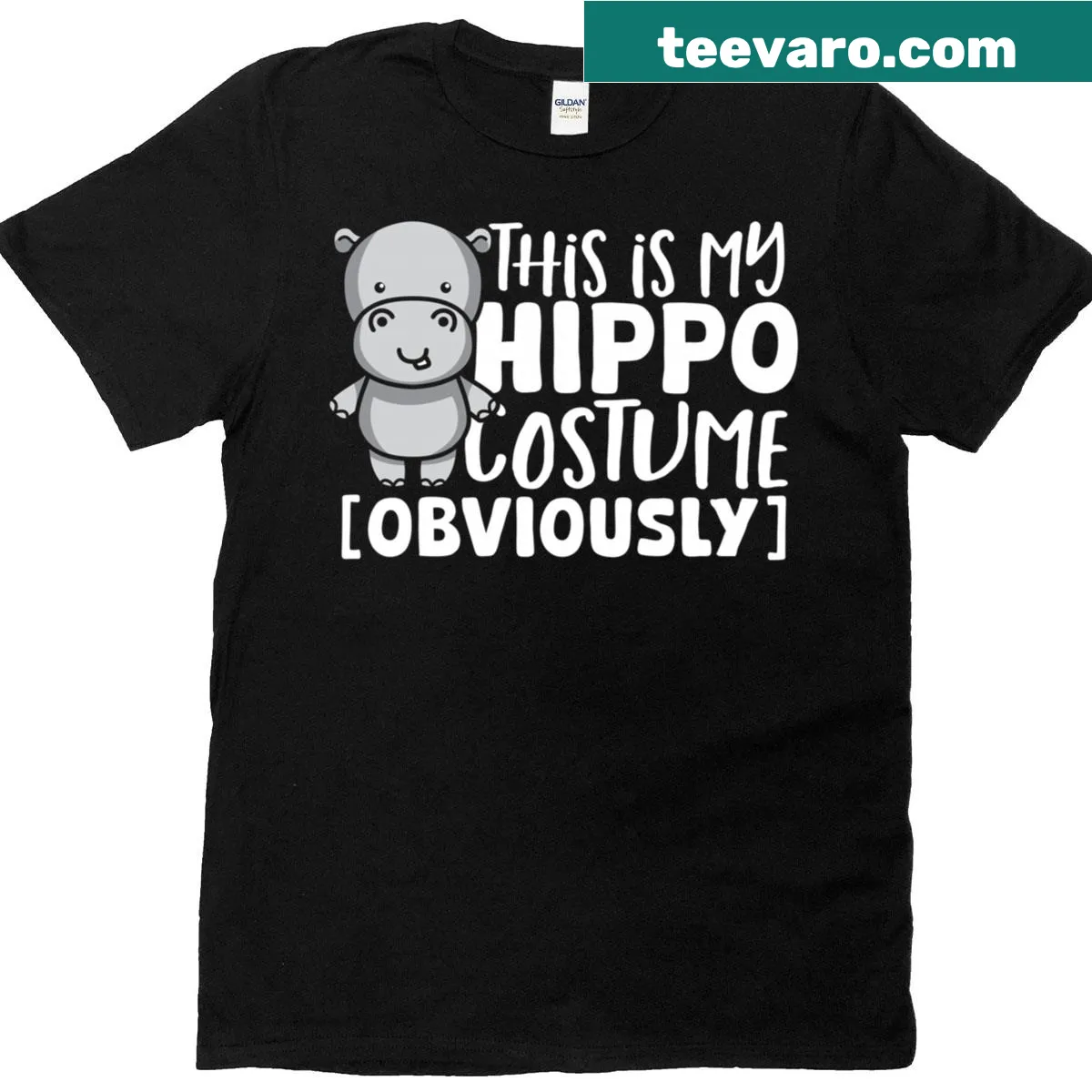 T-shirt with 'This Is My Hippo Costume' text and hippo illustration — on a men's t-shirt