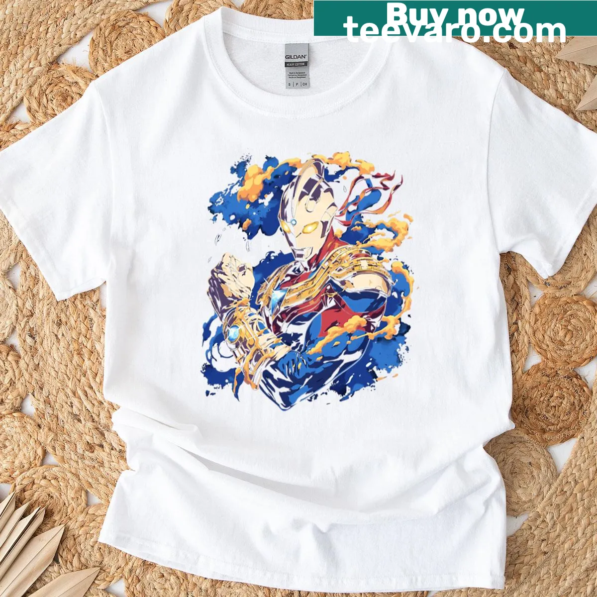 Ultraman T-shirt featuring an energy blast graphic — on a men's t-shirt
