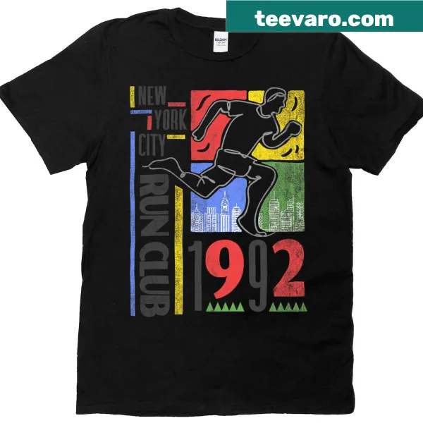 Vintage NYC Run Club T-shirt with 1992 and retro colorblocks