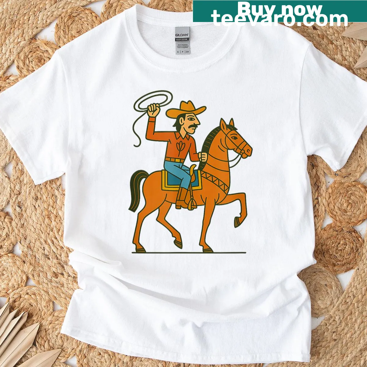 Country-themed t-shirt with a cowboy saying — on a men's t-shirt