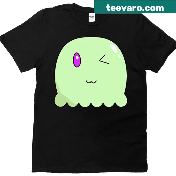 Cartoon T-shirt with a winky jellyfish character design.