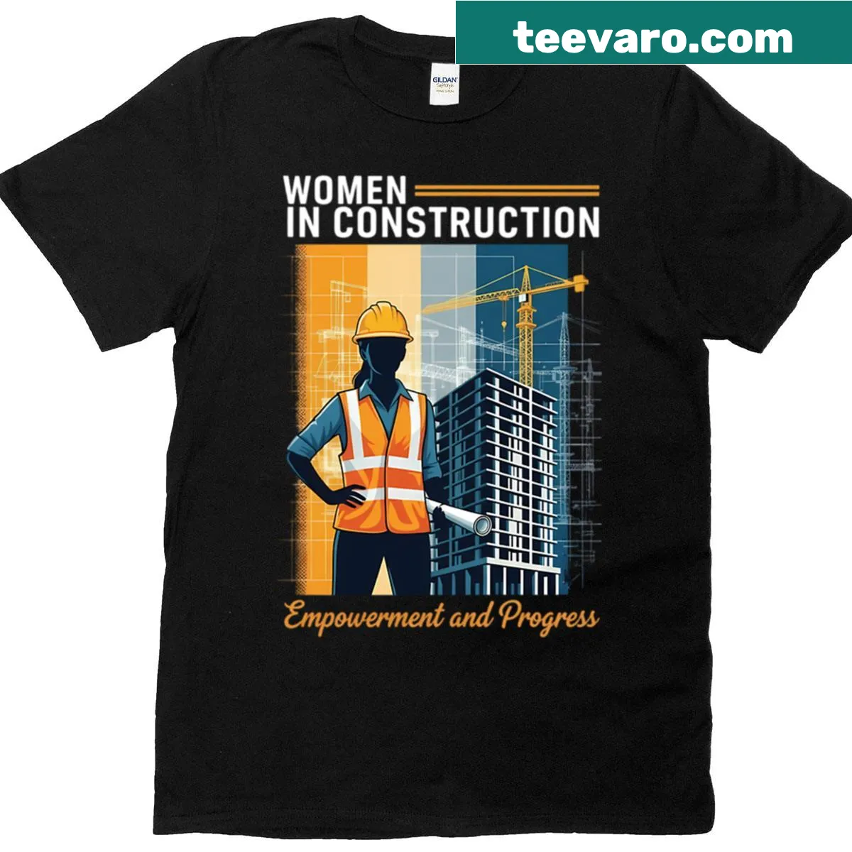 Empowering T-shirt for women in construction — on a men's t-shirt