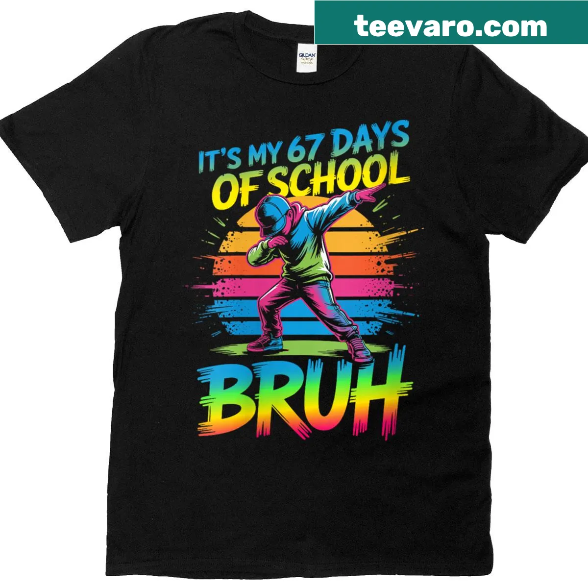 Funny women's T-shirt featuring the 67 meme and dabbing text — on a men's t-shirt