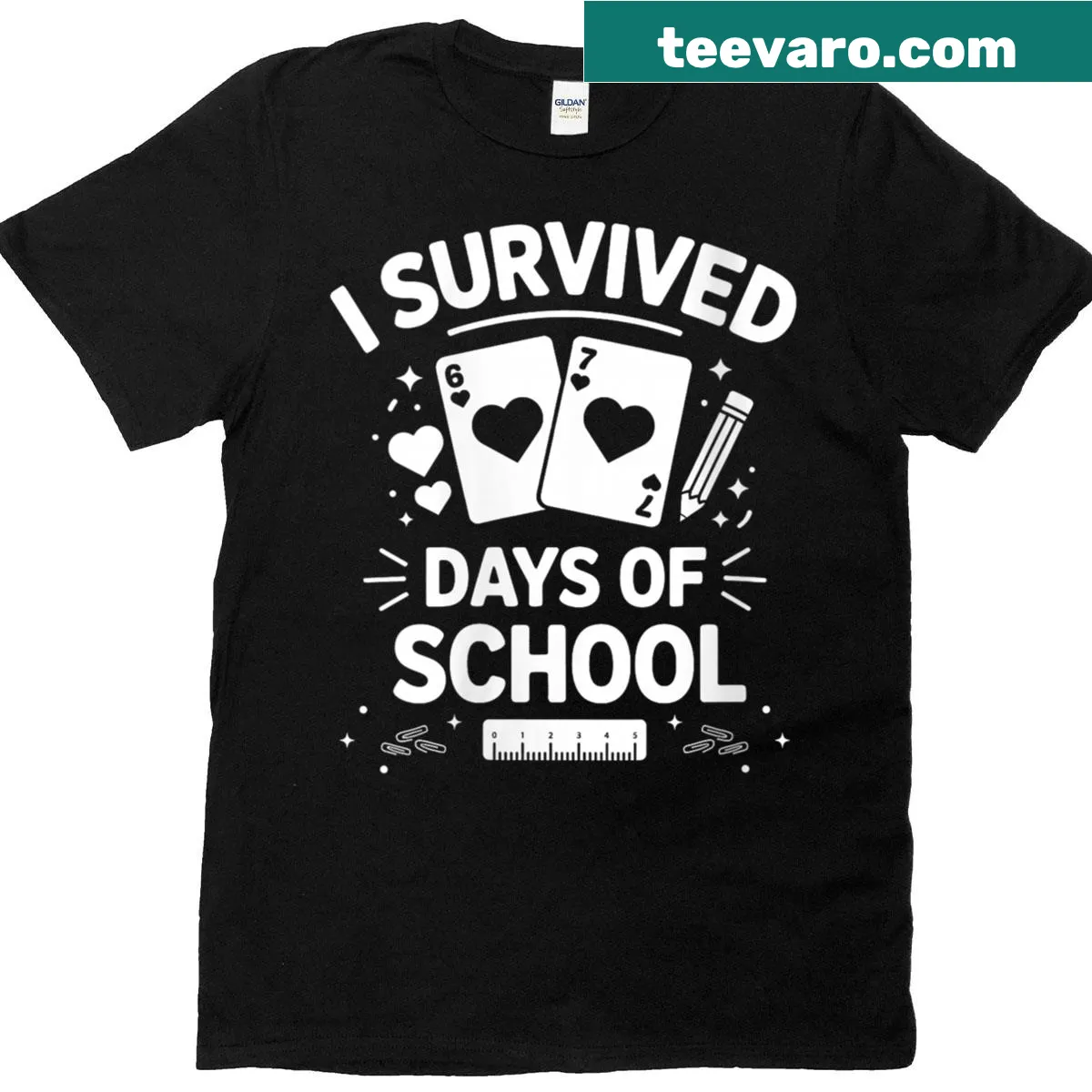 T-shirt with the phrase 'I Survived 67 Days of School' for teachers. — on a men's t-shirt