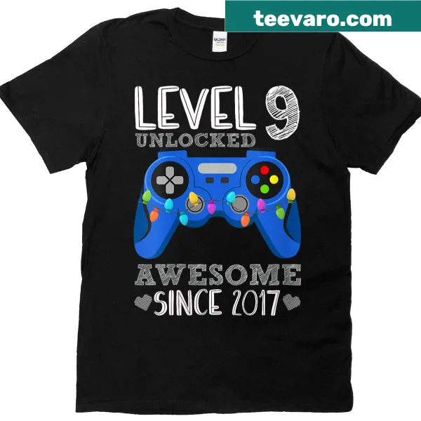 Level 9 Unlocked birthday t-shirt for gamers