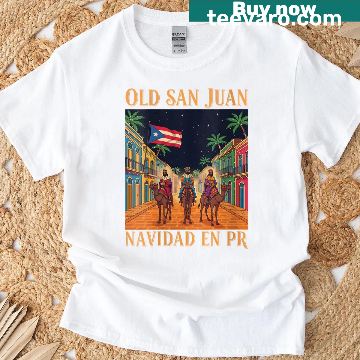 Three Kings Day design on a festive Puerto Rican T-shirt — on a men's t-shirt