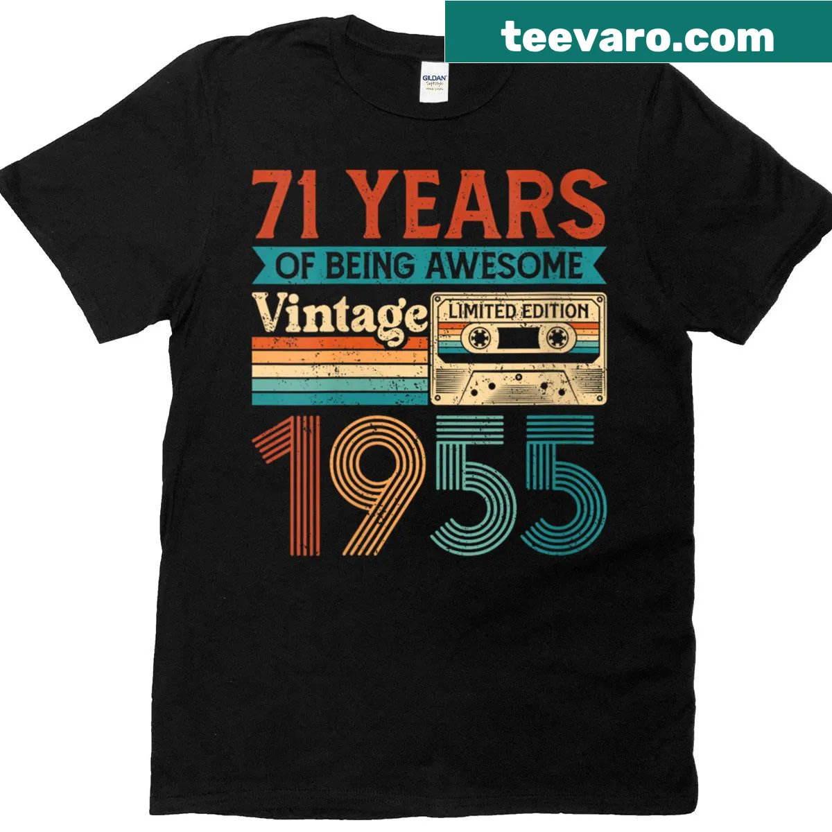 Vintage T-shirt celebrating a 71st birthday with a 'Limited Edition' design. — on a men's t-shirt