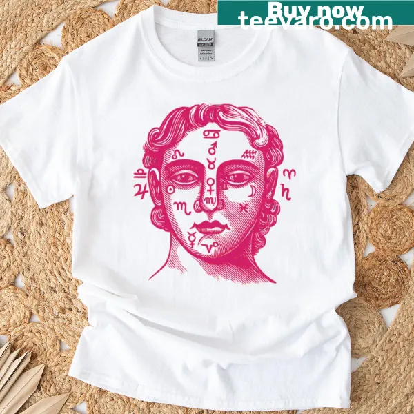Astrological zodiac signs illustrated on a celestial map T-shirt
