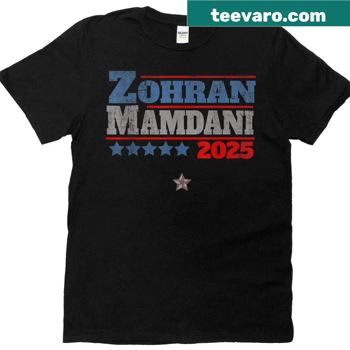 T-shirt featuring a design supporting Zohran Mamdani's 2025 campaign — on a men's t-shirt