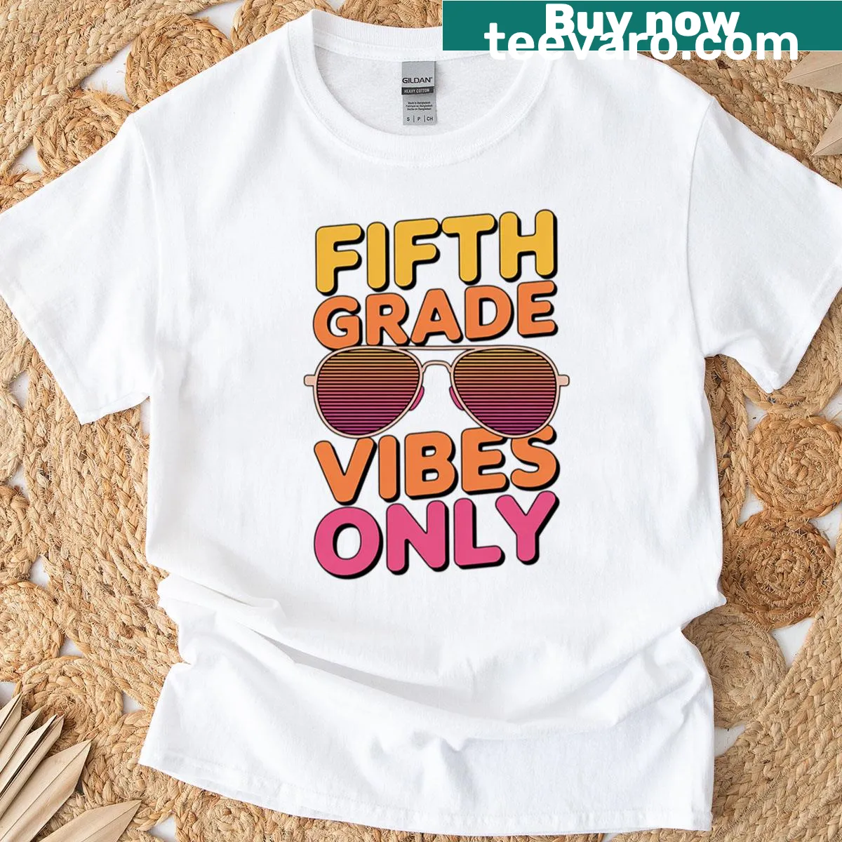 5th grade vibes graphic t-shirt for kids — on a men's t-shirt