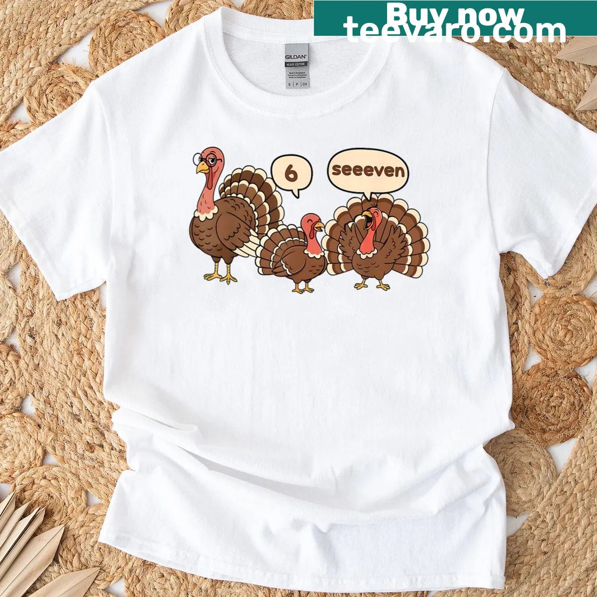Funny Thanksgiving T-shirt with turkey and playful text — on a men's t-shirt