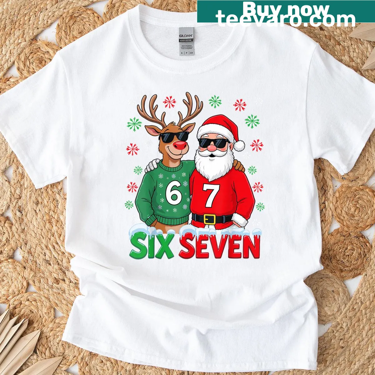 Funny Christmas T-shirt with Santa and meme text — on a men's t-shirt